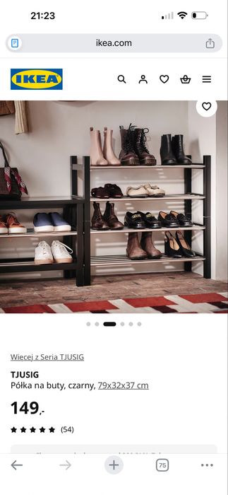 Czarna półka na buty ikea TJUSIG