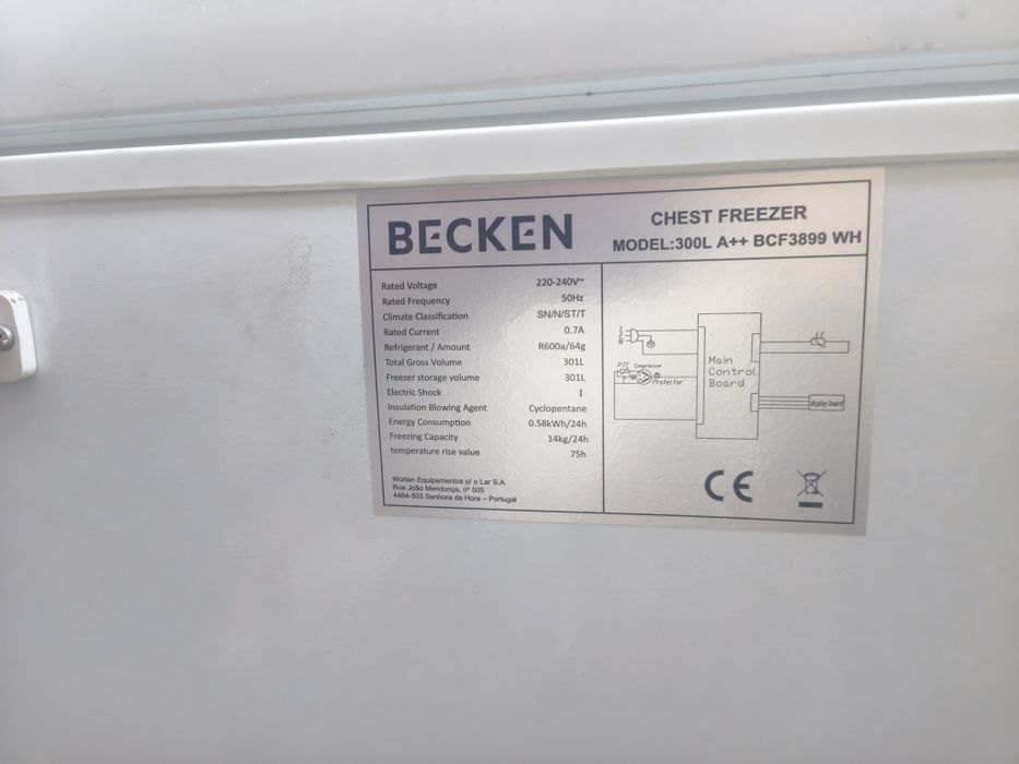 Arca Congeladora Horizontal Becken 301L (Classe A++) – Excelente Estado