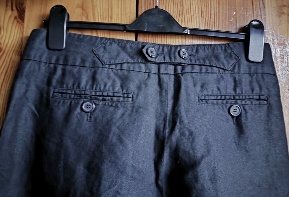 Cambio S 36 / 8 lniane czarne spodnie proste szeroka nogawka