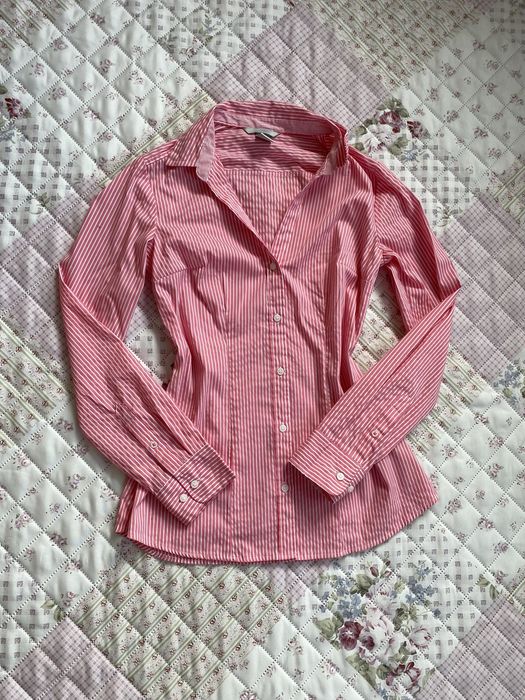 Różowa koszula w paseczki długi rękaw S 36 H&M