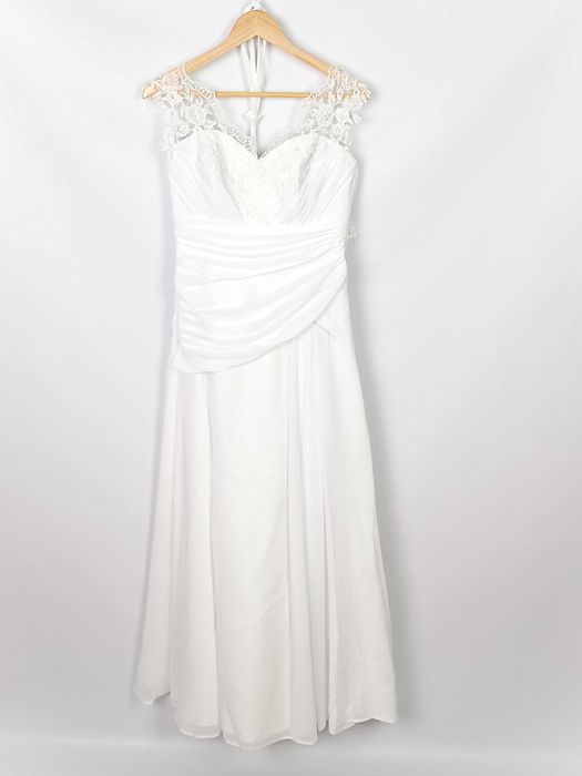 Biała sukienka suknia ślubna szyfon bolerko Dorota Wróbel Fasson 40 L