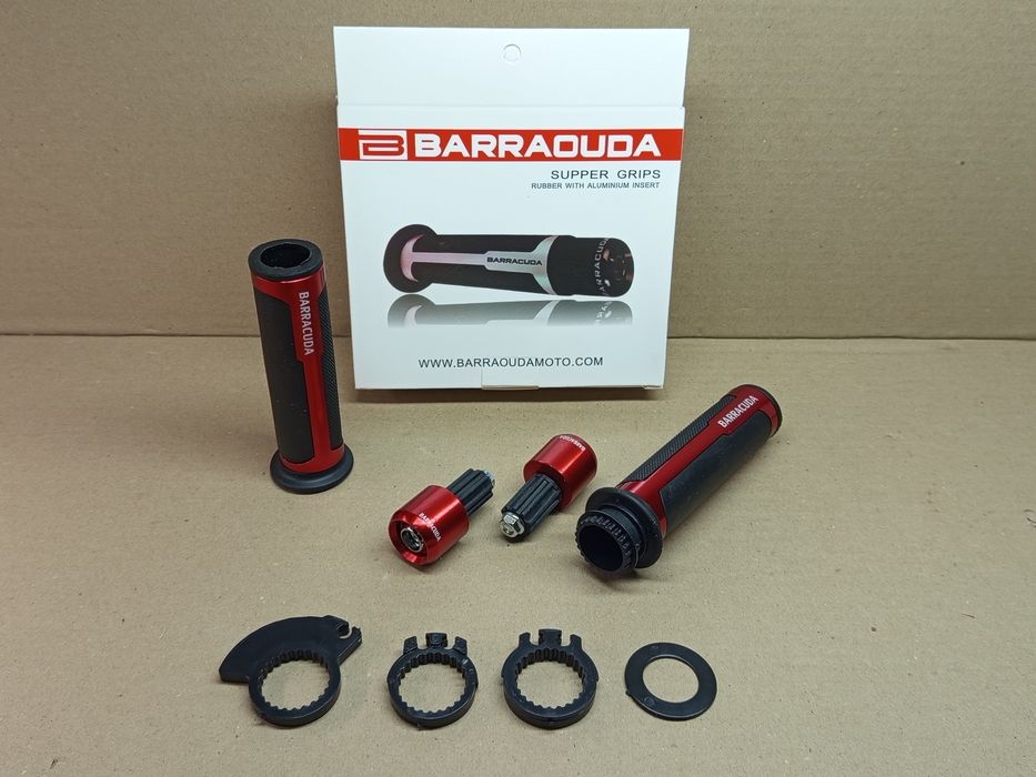 Ручки керма мото "BARRACUDA" (грипси +відбійники) універсальні