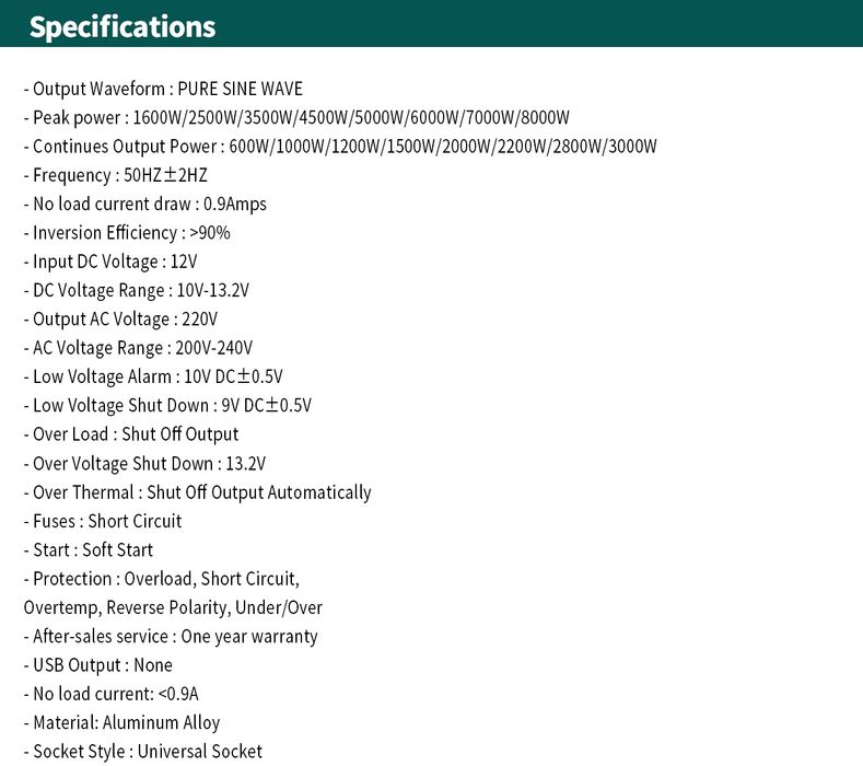 Інвертор TATALIKEN 3500 W чистий синус. Новий.