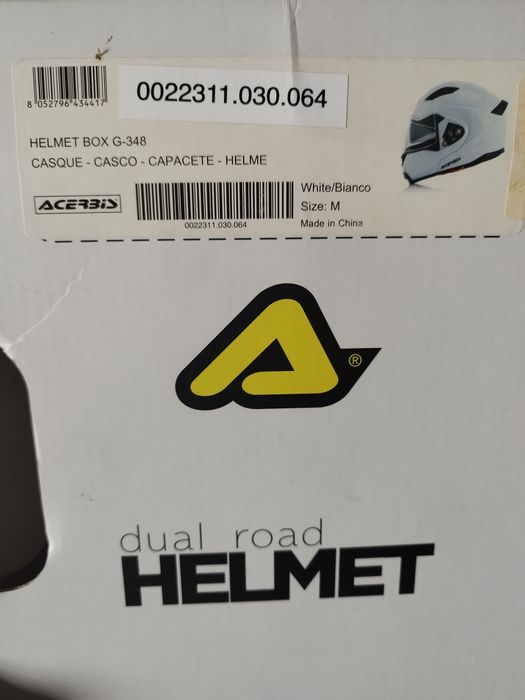 Capacete ACERBIS BOX G-348 Branco C/ Equip.  comunicação Bluetooth