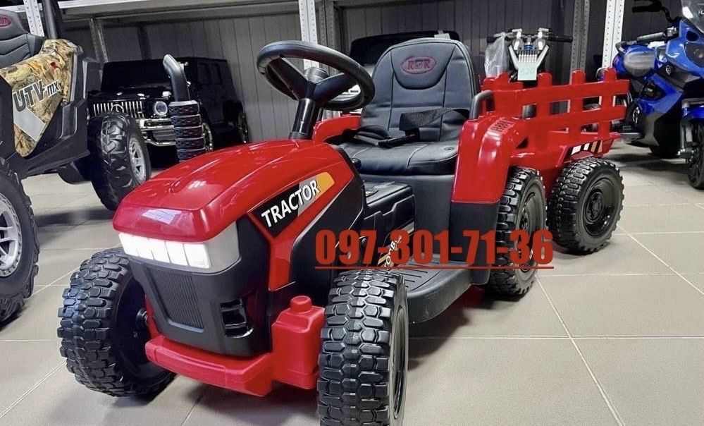 Трактор с прицепом детский электромобиль с пультом управления