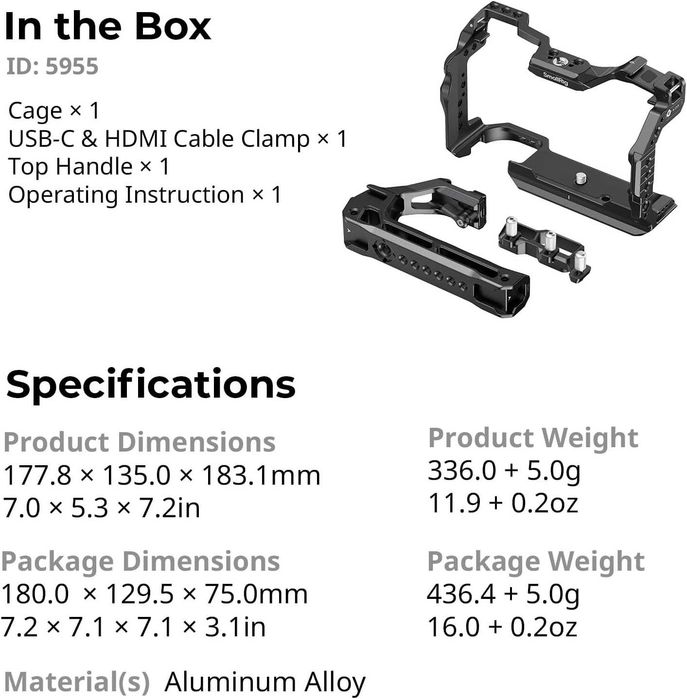 Cage Kit SmallRig 5955 | Canon R6 II | Canon R6 III | SELADA