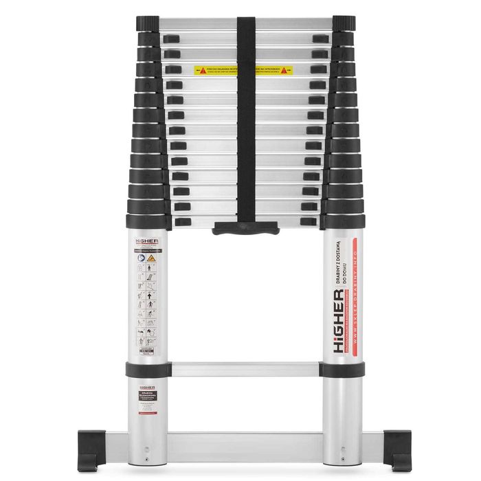Drabina aluminiowa teleskopowa przystawna HIGHER 380 cm + torba 150kg