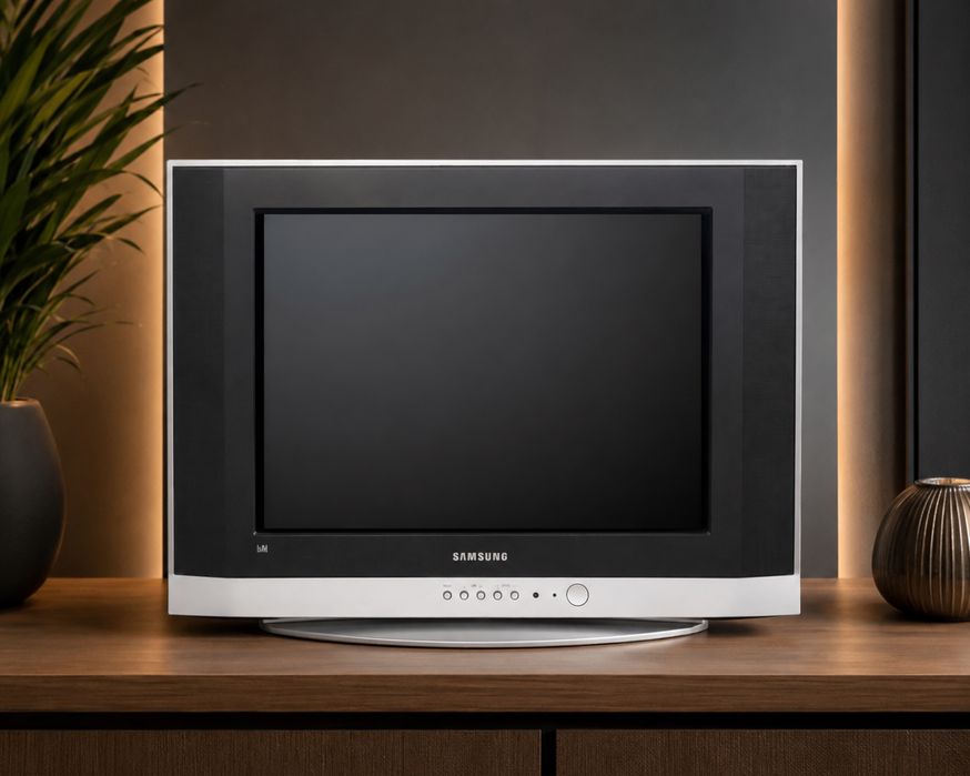 Televisão Samsung SlimFit CRT 21” – Design Vintage e Qualidade de Imagem Clássica