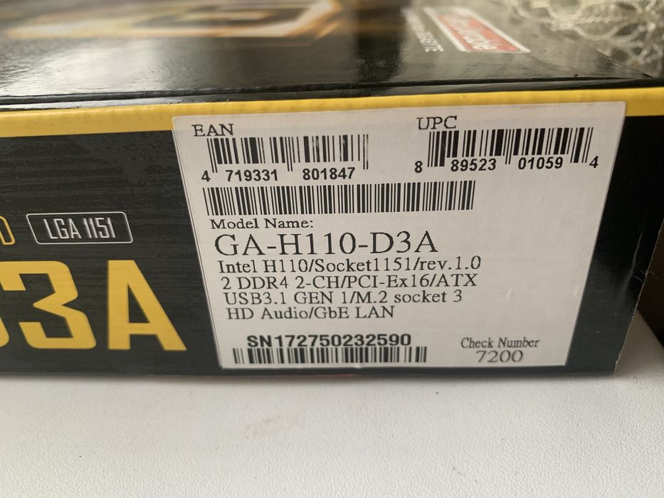 Gigabyte GA-H110-D3A (LGA1151, DDR4, M.2) материнська плата