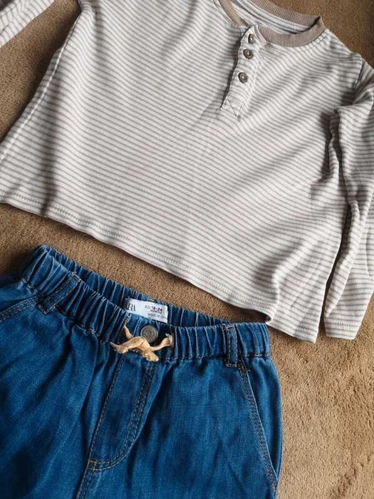 Zestaw Zara spodnie i bluzka Lupilu pure collection r. 86-92 cm 18-24m