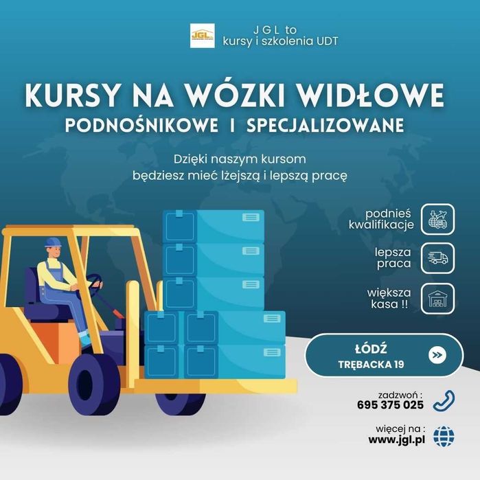 Kurs operator wózki widłowe / UDT /  podesty zwyżki / HDS / od 594 PLN