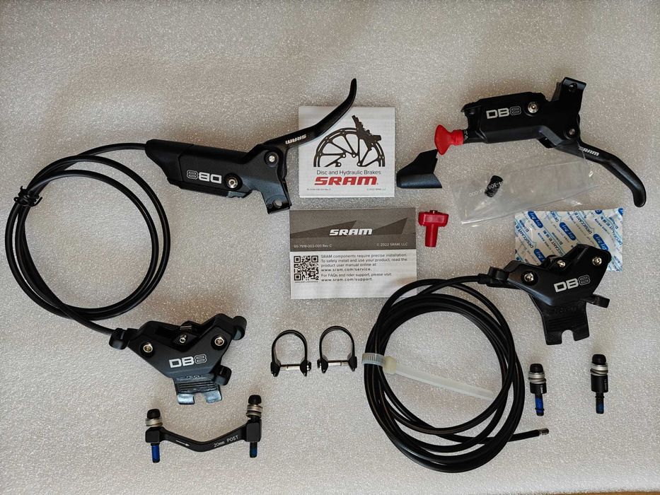 Гальма SRAM DB8 передні + задні з хомутами + 20мл Maxima Mineral Oil. Набір для прокачки DB8