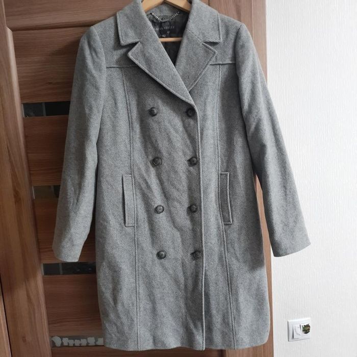 Сіре вовняне пальто laura ashley вовна с-м uk 10