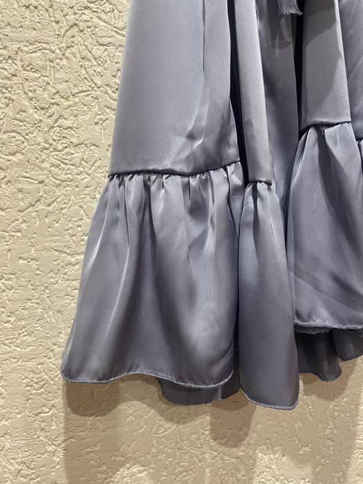 Шовковий халат з рюшами і поясом, жіночий домашній халат шовк сатин