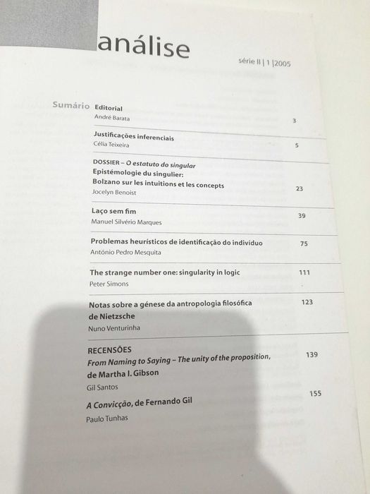 Livro Análise Revista Semestral de Filosofia