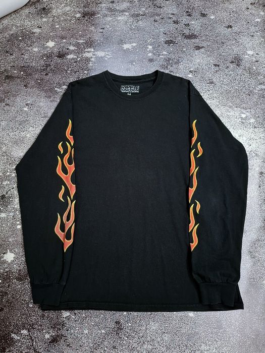 футболка лонгслів вінтажна графічний принт graphic t shirt y2k вогонь