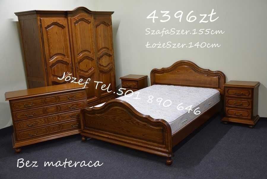 Piękna Sypialnia Dębowa / Łóżko Szafa Komoda Szafki Nocne / Meble