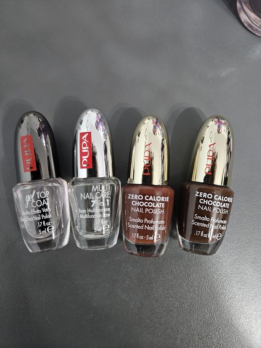 PUPA/lakiery czekoladowe+baza i żelowy top