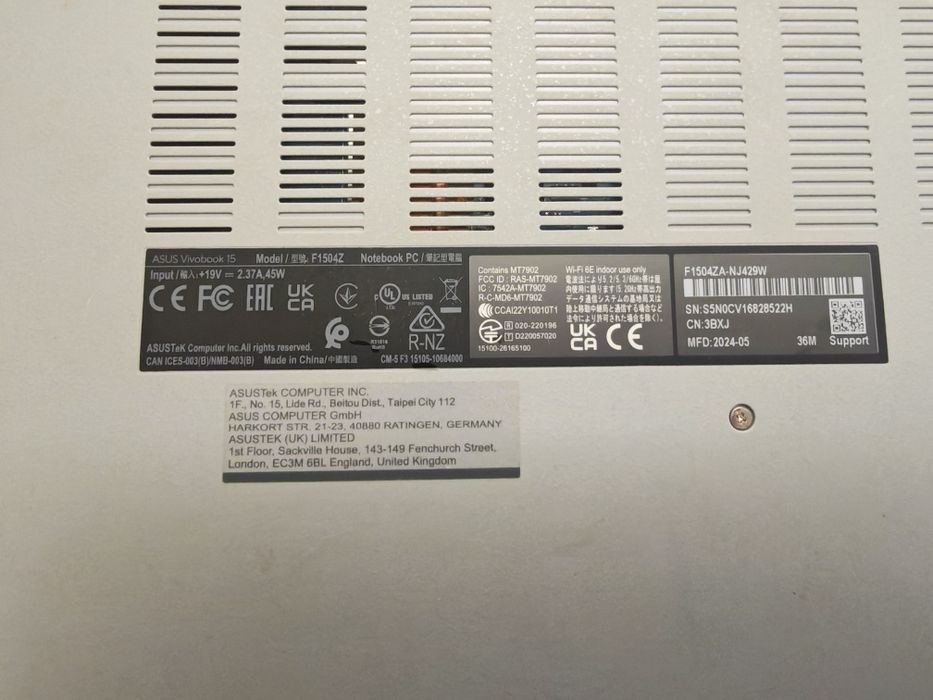 ASUS VivoBook 15 X1504ZA Intel I5-12th Gen 16GB RAM  512GBSSD Win11Hom