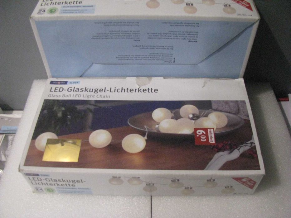 Girlanda łańcuch świetlny szklane kule led 1,85cm na baterie