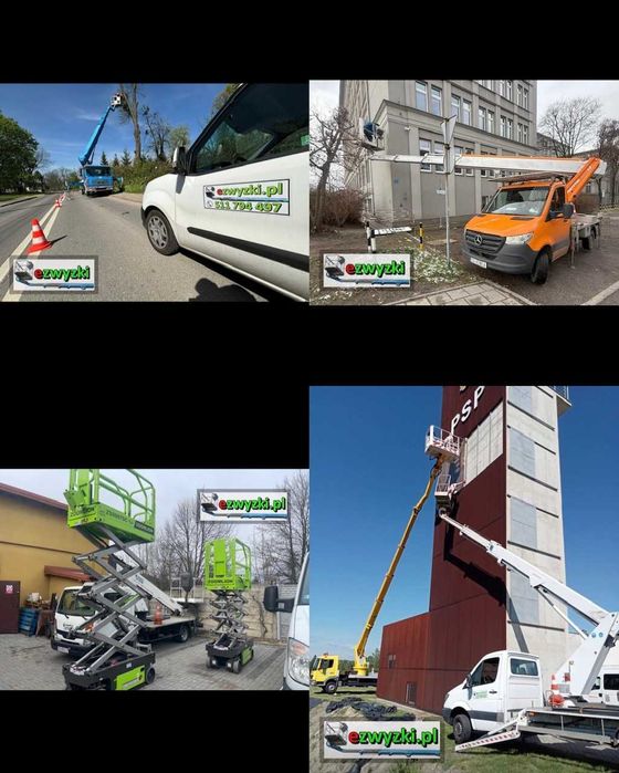 Podnośnik koszowy podest nożycowy zwyżka do 35m z operatorem lub bez