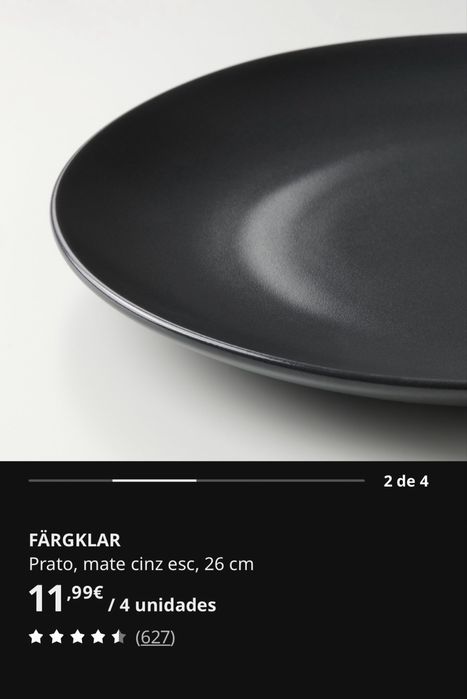 IKEA FÄRGKLAR conjunto de pratos pretos 8 unidades
