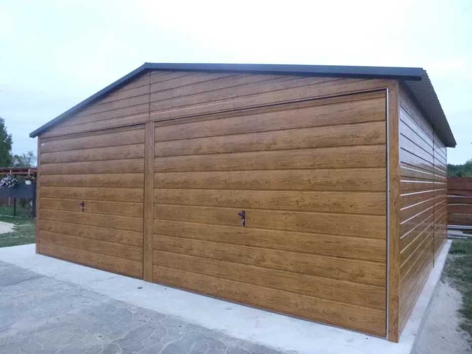 Garaż PREMIUM 6x6 dwuspad Blaszak Schowek Drewnopodobny Kolor Wymiar