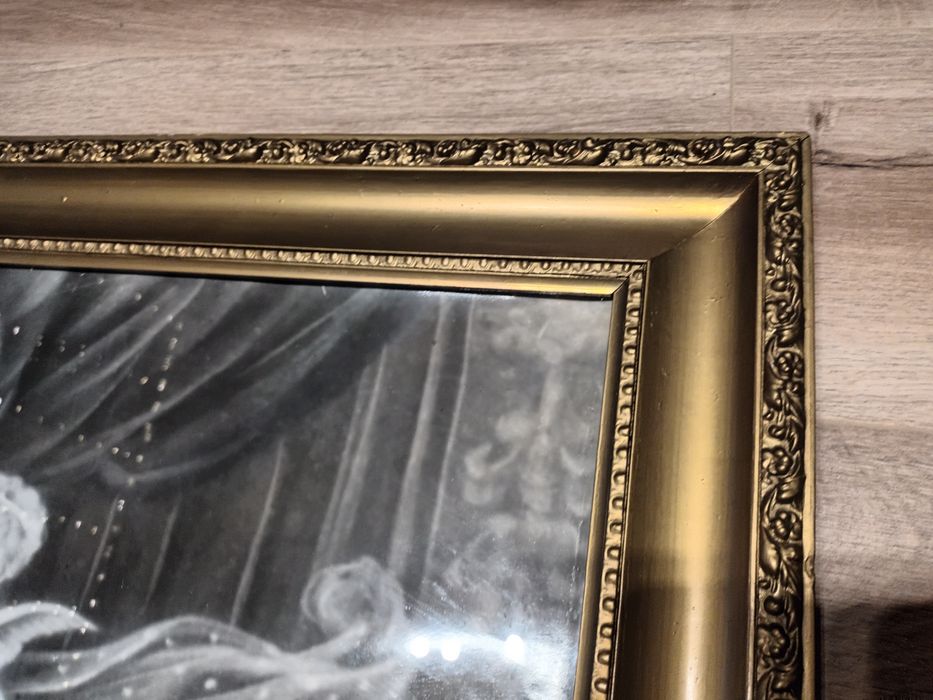 Obraz stary, PRL, drewniana rama, zabytek