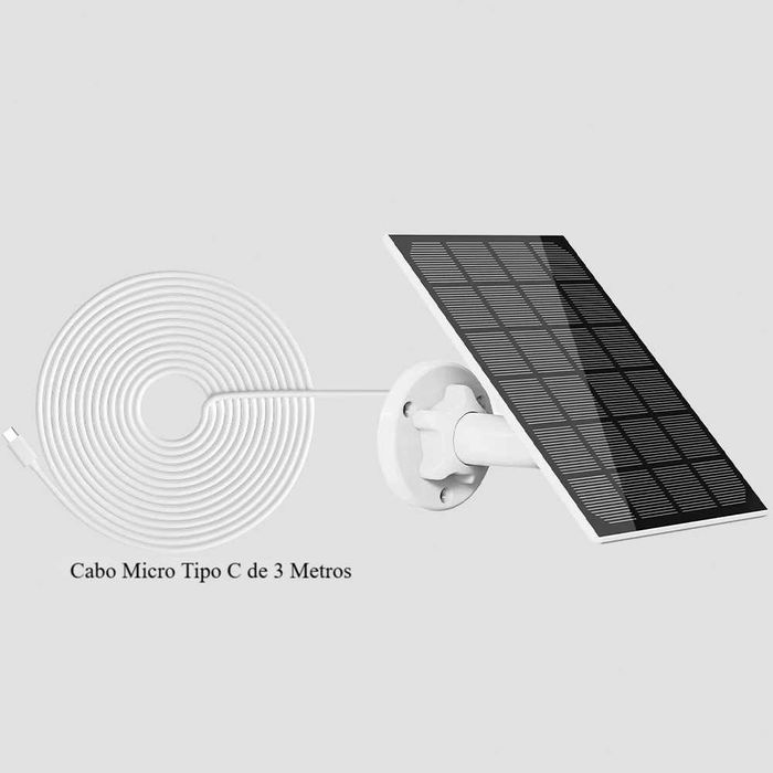 Painel Solar 3W para Câmara  a bateria recarregável * Tipo C * P65