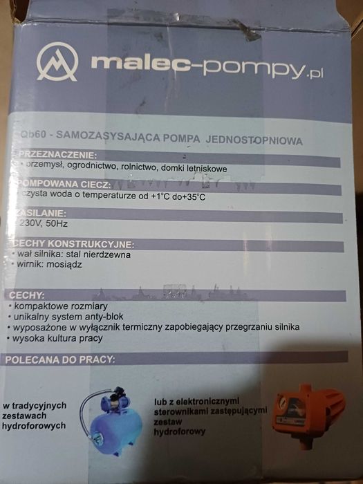 Qb60 samozasysająca pompa jednostopniowa Malec