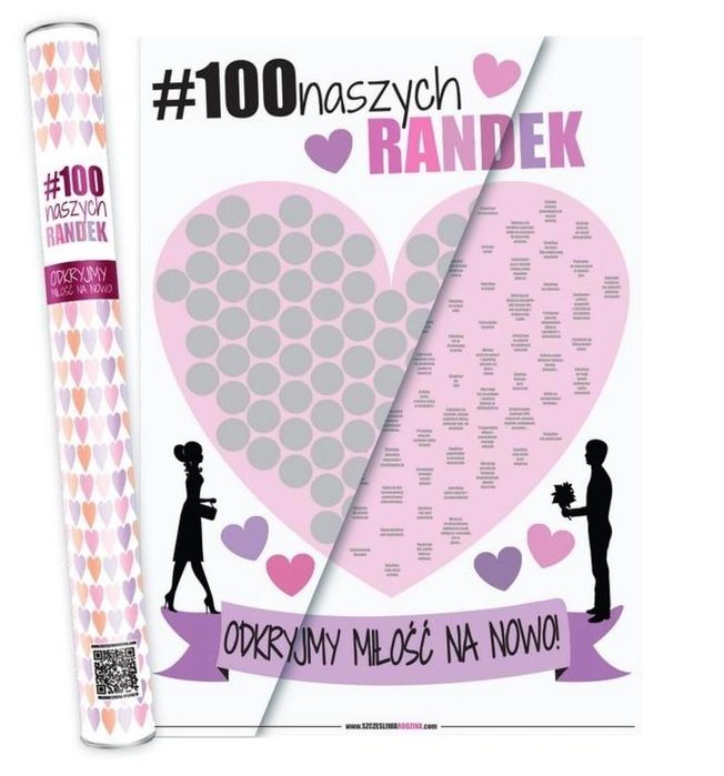 Plakat ze zdrapką dla par #100naszychRandek oprawa: tuba