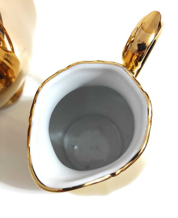 Zabytkowy, pozłacany zestaw do kawy "Mocha". Porcelana kostna.