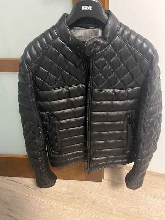 Kurtka Hugo Boss ze skóry nappa z mieszanym pikowaniem