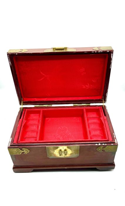 Caixa, Guarda Joias antigo chinês, oriental, pau rosa
