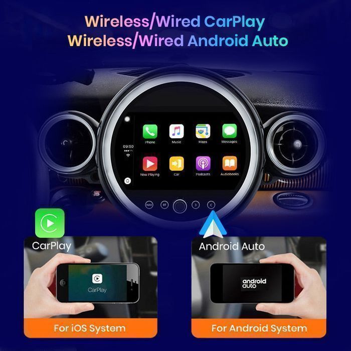 Mini Cooper R56 R60 – Radio Android 15 7" CarPlay Android Auto 2GB/32GB GPS Nawigacja Stacja Multimedialna WiFi Bluetooth DSP 4G LTE PL
