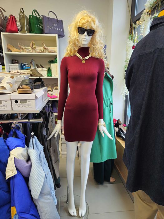 Sukienka mini, dzianina bordowa M/L Italy !!!
