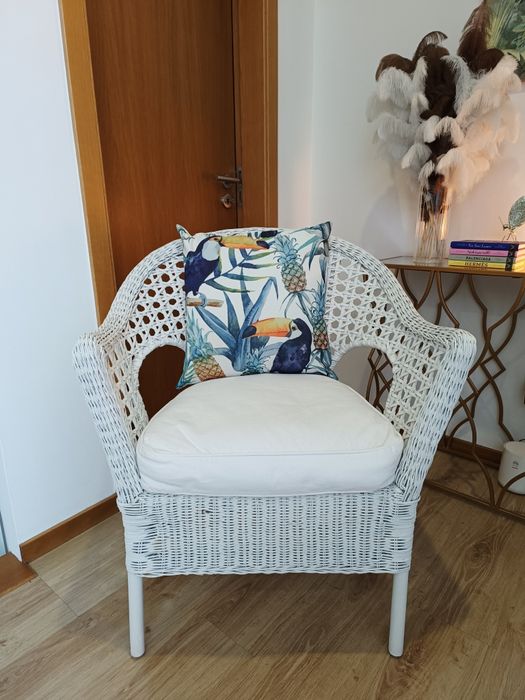 Cadeirão palha/vime  branca