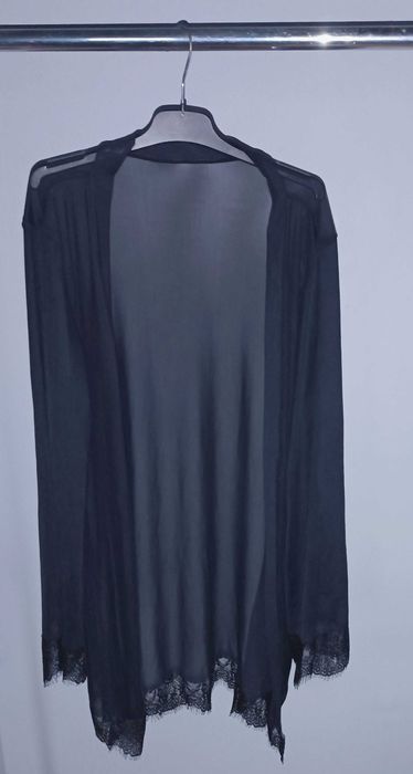 Cienki czarny szlafrok M