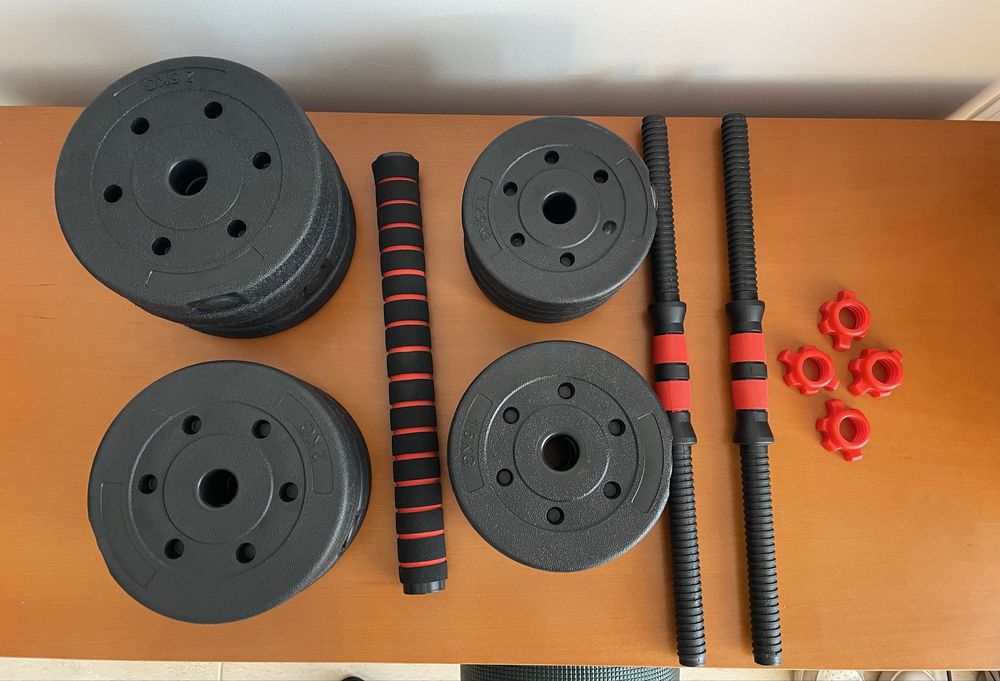 Halteres + barra 30kg