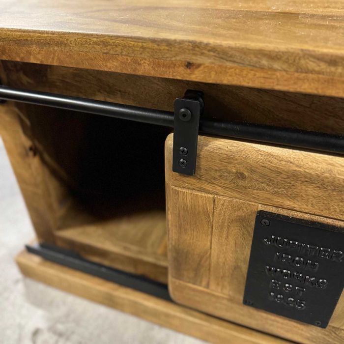 Piękny mały stolik kawowy do salonu z szufladą seria Works ZAPRASZAM