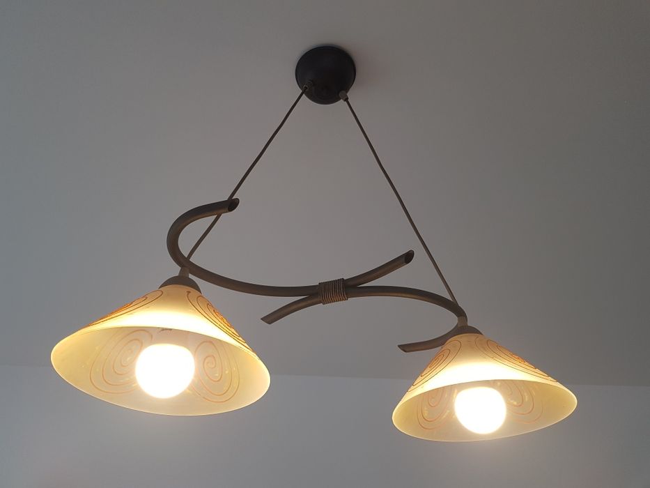 Komplet lamp brązowo-beżowe