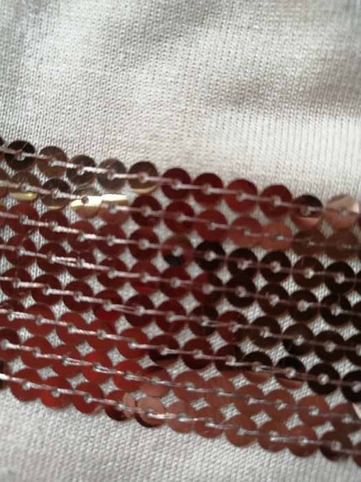 Bladoróżowa/beżowa bluzka z cekinami