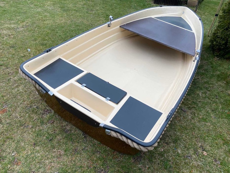 Łódź Łódka wędkarska wiosłowa Lobster 380 z PLATFORMĄ LINA brąz/beż CE