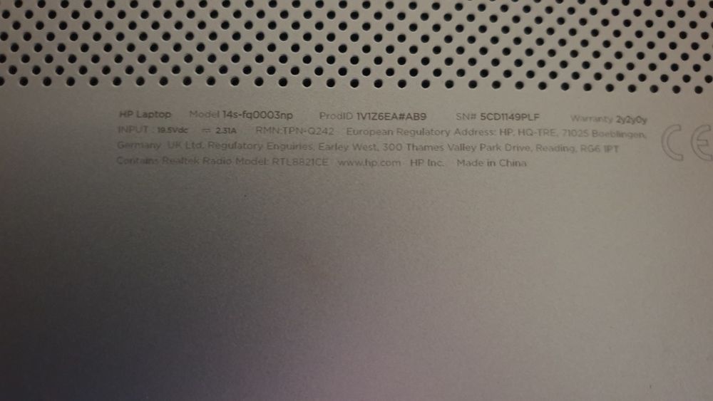 Portatil HP modelo 14s-fq0003np