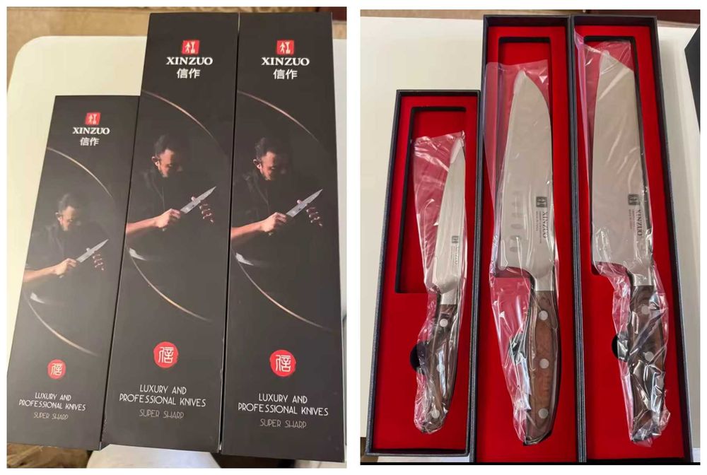 Набор японских премиум ножей Xinzuo + Подарки(нож, шеф-нож, подставка)