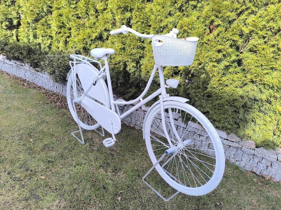 kwietnik rower  biały ozdoba