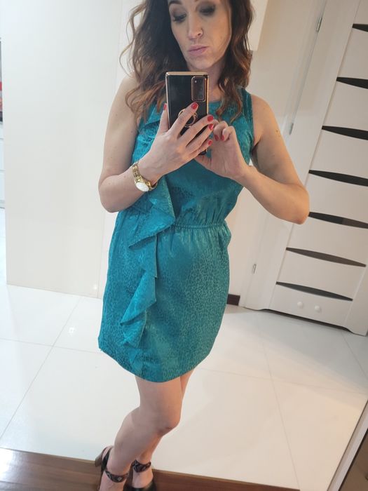 Miss Selfridge sukienka piękna lekka lato panterka w ciapki  mega kolo