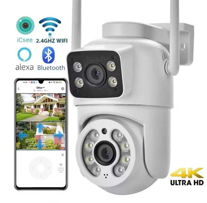 Якісна подвійна камера відеонагляду WIFi IP PTZ ICSEE подвійна 6mp Q13