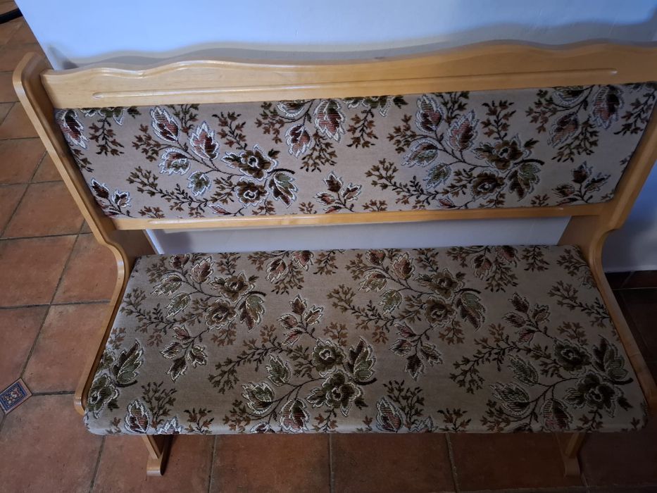 3 szt Ławka sosnowa z poduszkami tapicerowanymi