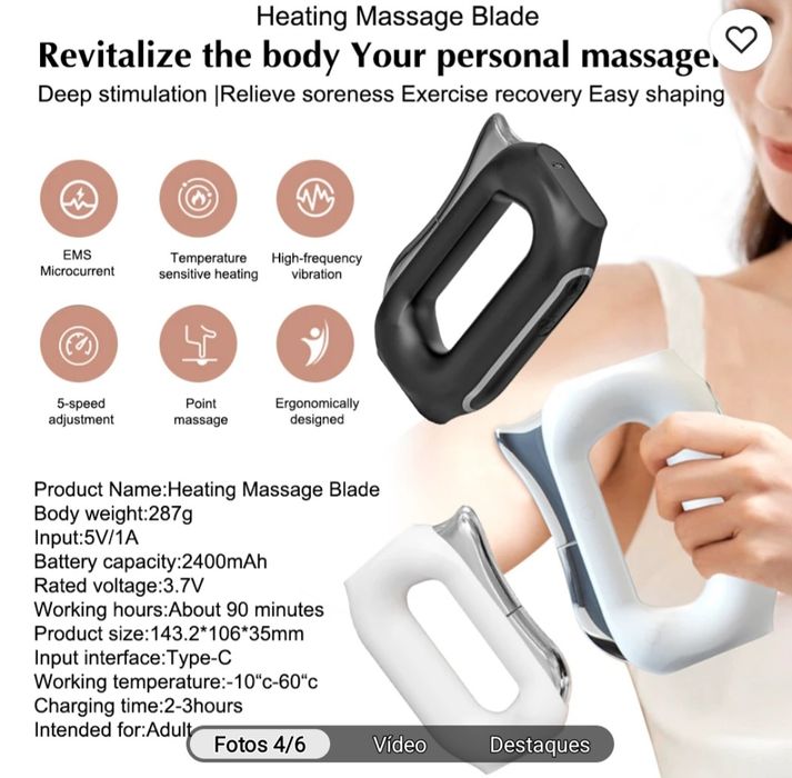 Massageador muscular portátil elétrico de tecido